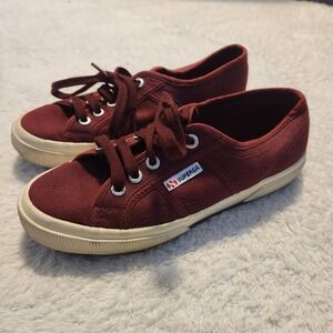 Superga 2750 Cotu Classic Burgundy Maroon Canvas Low Top Sneakers Size 7